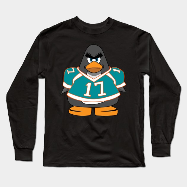 Waddle Miami Football Penguin #17 Long Sleeve T-Shirt by Brobocop